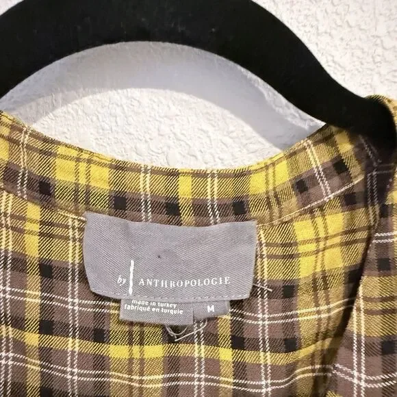 Anthropologie Dalton Wrap Maxi Dress Plaid Mustard Yellow Academia Fall Medium - Picture 13 of 16